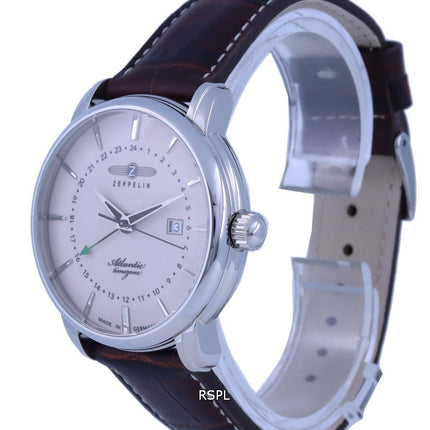 Zeppelin Atlantic Beige Urskive Læderrem Quartz 8442-5 84425 Herreur