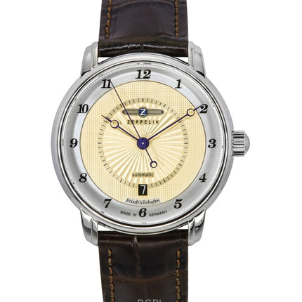 Zeppelin Friedrichshafen læderrem Gold Tone Dial Automatisk 85565 herreur