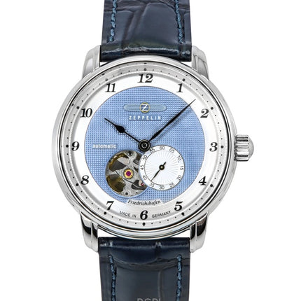 Zeppelin Friedrichshafen læderrem Blå åben hjerteskive automatisk 85663 herreur