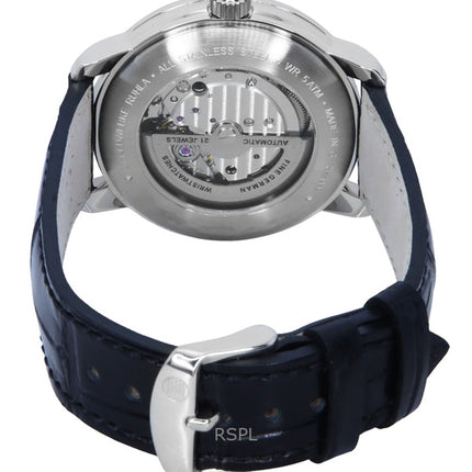 Zeppelin Friedrichshafen læderrem sølv åben hjerteskive automatisk 85664 herreur