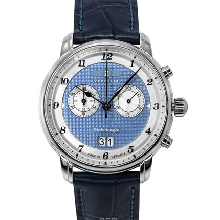Zeppelin Friedrichshafen Chronograph læderrem Blue Dial Quartz 85843 herreur