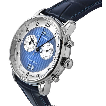 Zeppelin Friedrichshafen Chronograph læderrem Blue Dial Quartz 85843 herreur