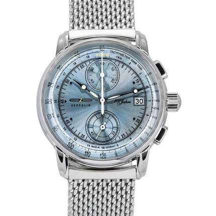 Zeppelin 100 Jahre Ed 1 Chronograph Ice Blue Dial Quartz 8670M4 herreur
