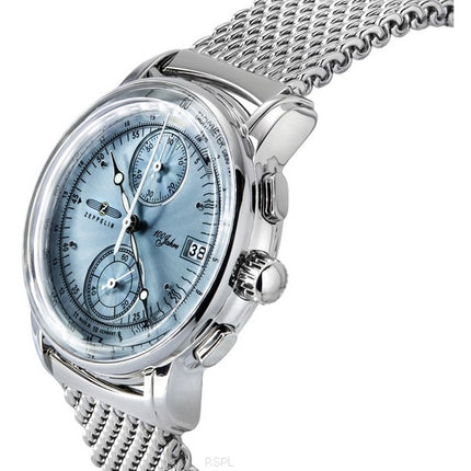 Zeppelin 100 Jahre Ed 1 Chronograph Ice Blue Dial Quartz 8670M4 herreur