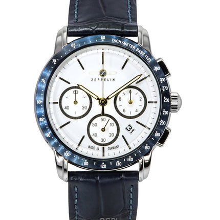 Zeppelin New York Chronograph læderrem White Dial Quartz 88781 herreur