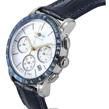 Zeppelin New York Chronograph læderrem White Dial Quartz 88781 herreur