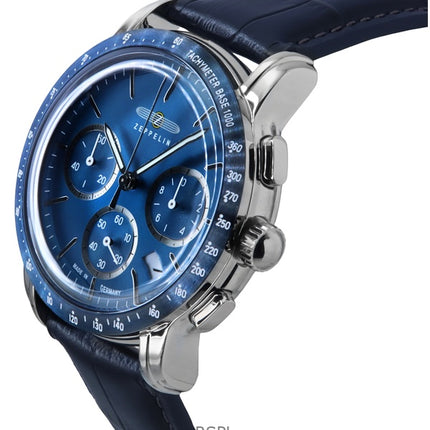 Zeppelin New York Chronograph læderrem Blue Dial Quartz 88783 herreur