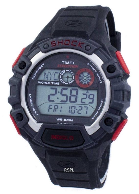 Timex Expedition globale chok verden tid Alarm Indiglo Digital T49973 Herreur