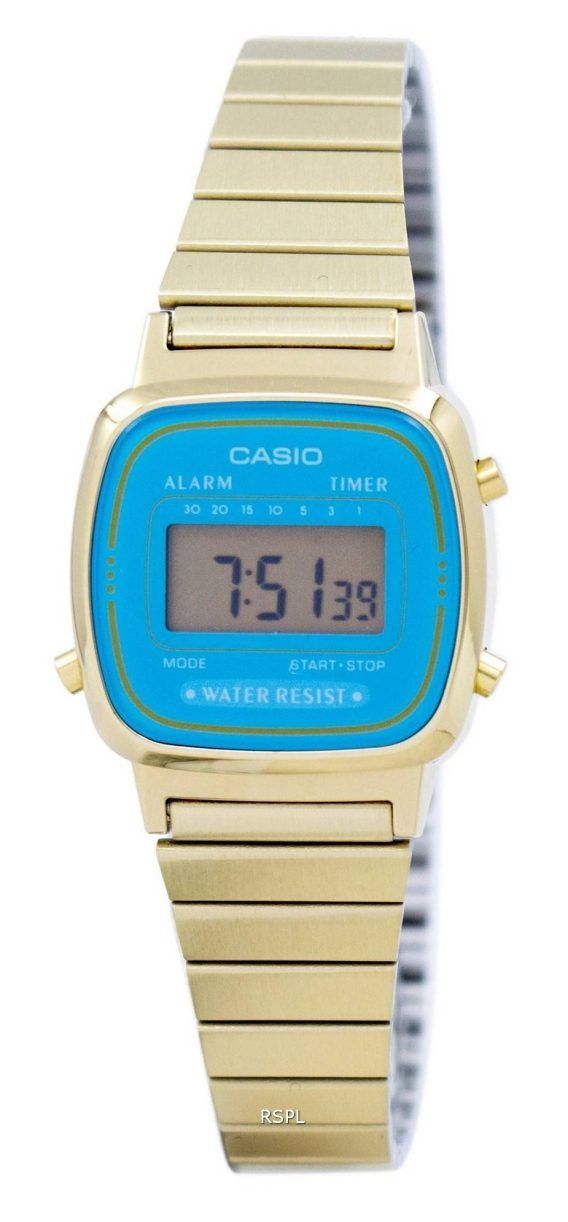 Casio Digital rustfrit stål Alarm-Timer LA670WGA-2DF LA670WGA-2 kvinder ur