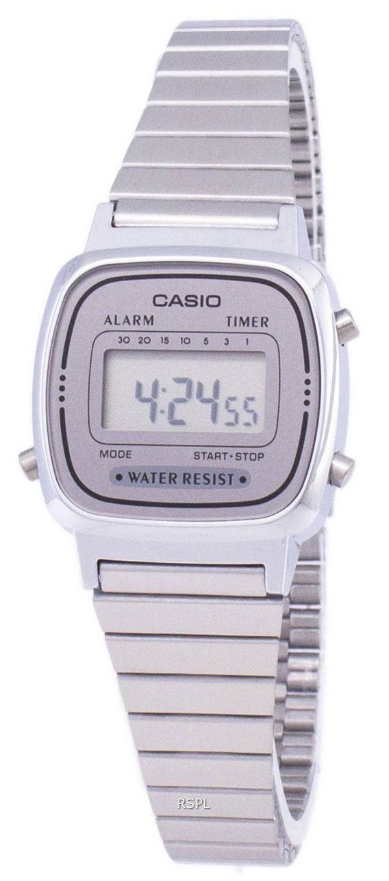 Casio Digital rustfrit stål Alarm-Timer LA670WA-7DF LA670WA-7 kvinders ur
