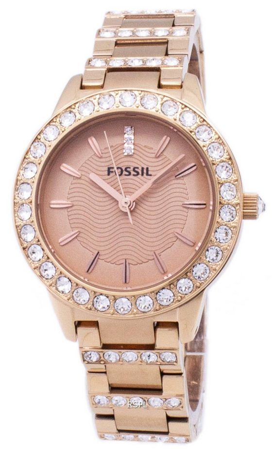 Fossile Jesse Crystal Rose guld Tone ES3020 kvinders ur