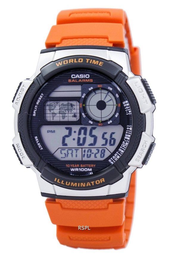 Casio ungdom serie Illuminator verden tid Alarm AE-1000W-4BV Herreur