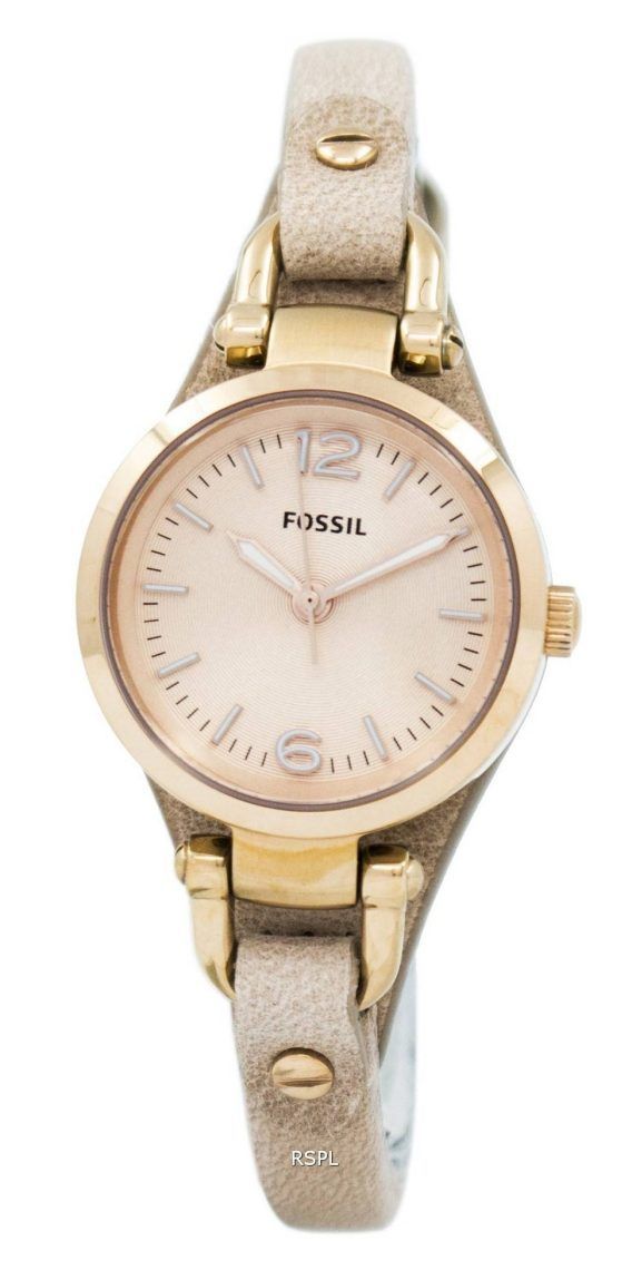 Fossile Georgien Mini Rose Dial Sand læder rem ES3262 kvinders ur