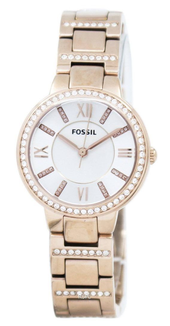 Fossile Virginia tre-hånd Crystal guld Tone ES3284 kvinders ur