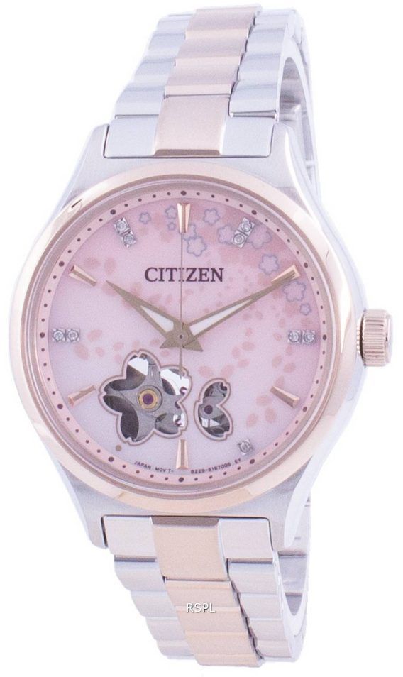 Citizen Automatic Sakura Special Edition Open Heart PC1016-81D Diamond Accents 100M Women's Watch