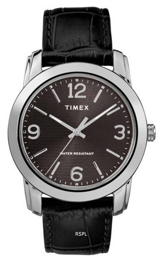 Timex Classic Black Dial lÃ¦derrem Kvarts TW2R86600 Herreur