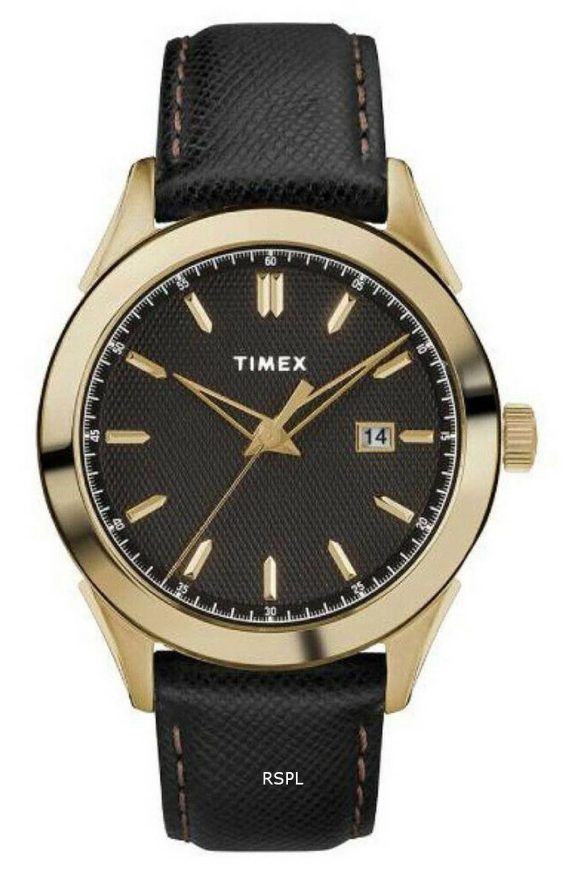 Timex Torrington sort urskive lÃ¦derrem Kvarts TW2R90400 Herreur