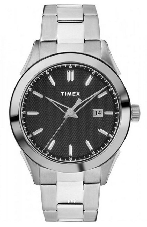 Timex Torrington sort urskive rustfrit stÃ¥l kvarts TW2R90600 Herreur