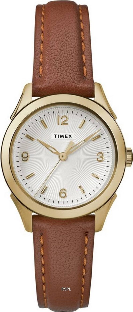 Timex Torrington sÃ¸lv urskive lÃ¦derrem kvarts TW2R91100 dameur