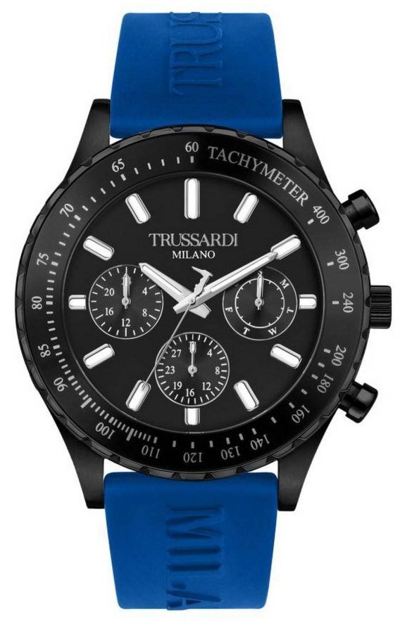 Trussardi T-Logo Tachymeter Black Dial Silicon Strap Quartz R2451148001 Herreur