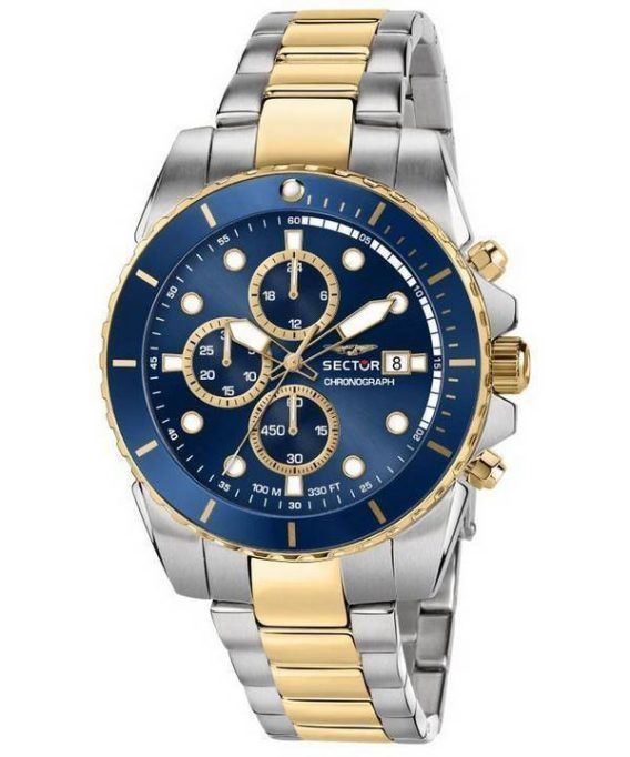 Sector 450 Chronograph Blue Sunray Dial Two Tone Rustfrit Steel Quartz R3273776001 100M herreur