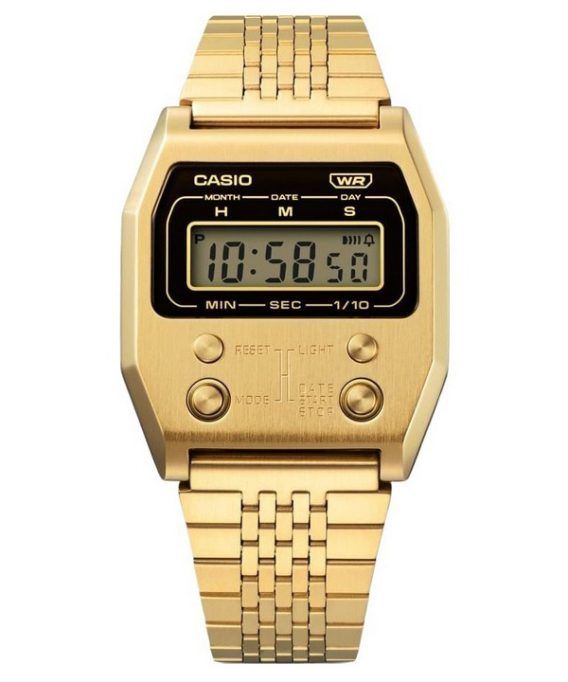 Casio Vintage digitalt guld ionbelagt rustfrit stål kvarts A1100G-5 unisex ur