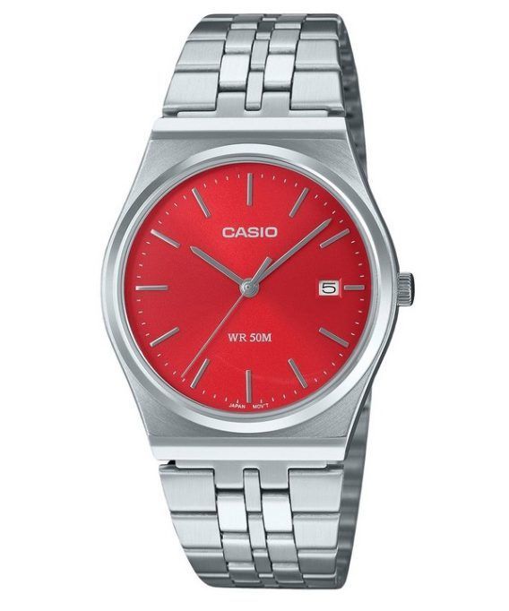 Casio Standard Analog rustfrit stål rød skive Quartz MTP-B145D-4A2V unisex ur